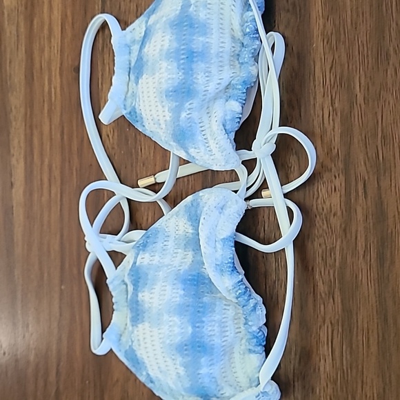 Aerie Triangle Bikini Top Blue And White Padded Size Small - Picture 2 of 4